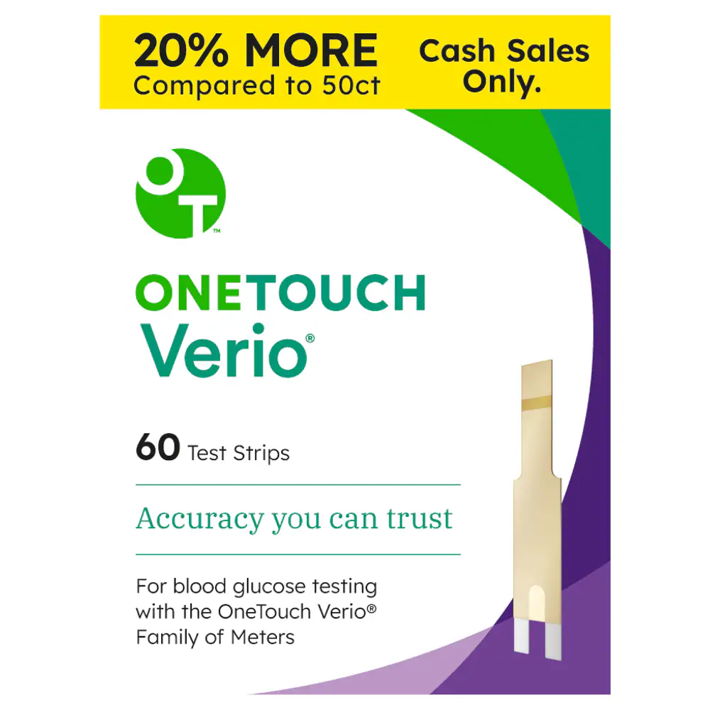 OneTouch Verio Blood Glucose Test Strips, 60 Count