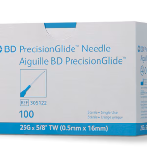 BD PrecisionGlide Hypodermic Needle, Regular Bevel 25G x 5/8", 100 Count
