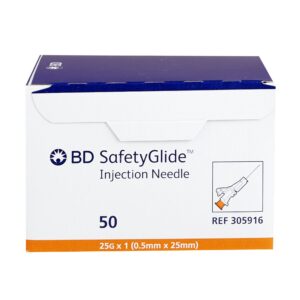 BD SafetyGlide Hypodermic Needle 25G x 1"