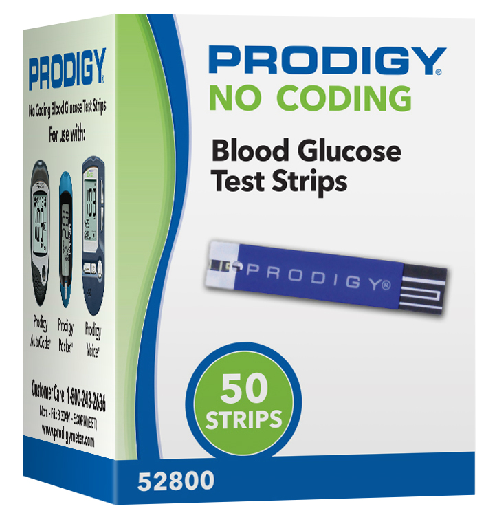 PRODIGY No Coding Blood Glucose Test Strips, 50 Count