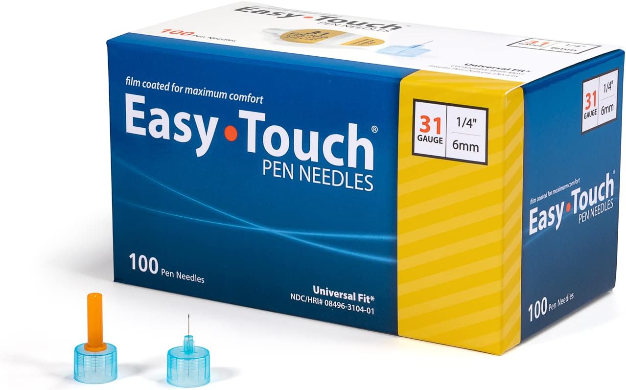 EasyTouch Insulin Pen Needles, 31G x 1/4", 100 Count