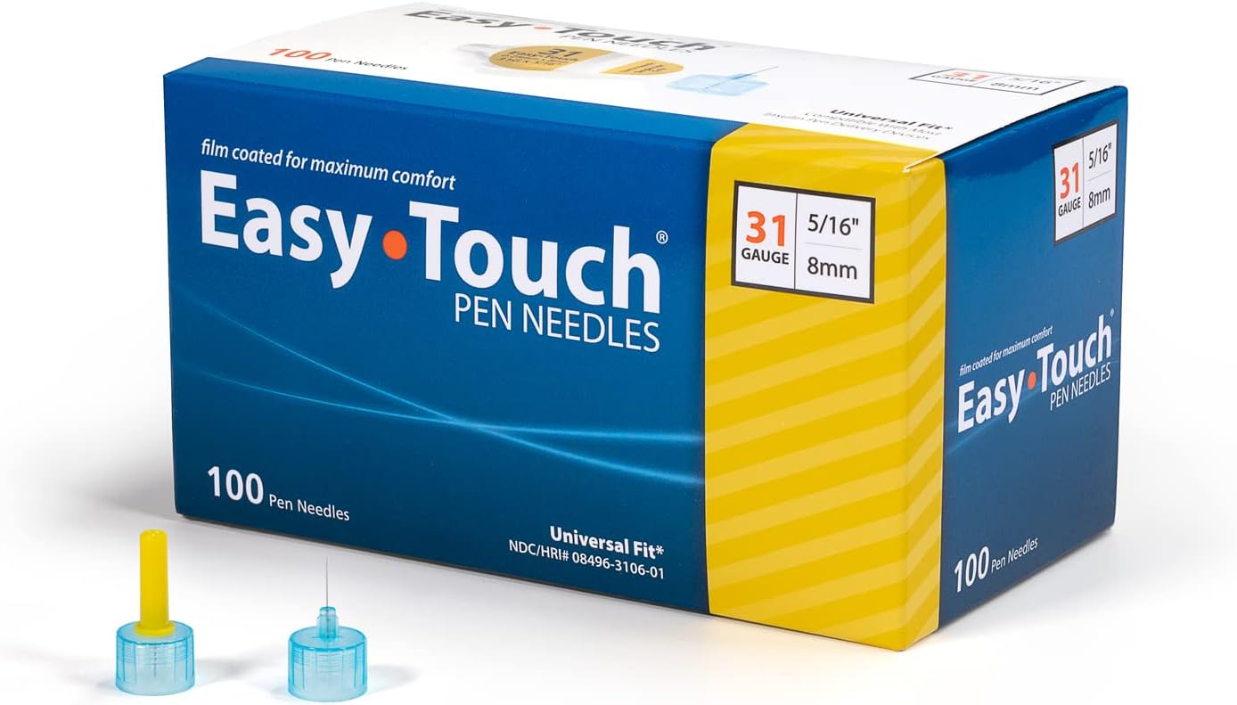 EasyTouch Insulin Pen Needles, 31G x 5/16", 100 Count