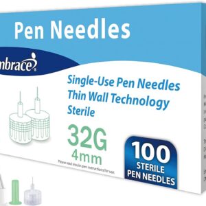 Embrace Pen Needles, 32G x 4mm, 100 Count