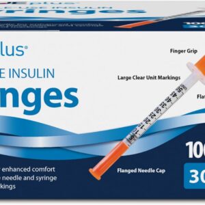 TRUEplus Insulin Syringe 30G x 5/16", 0.5cc, 100 Count