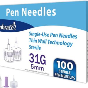 Embrace Pen Needles, 31G x 5mm, 100 Count