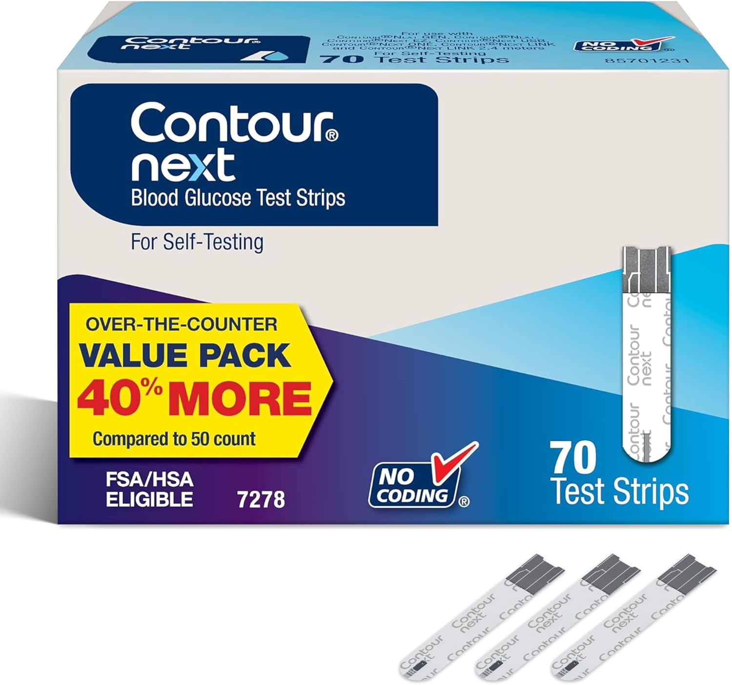 Contour Next Blood Glucose Test Strips, 70 Count