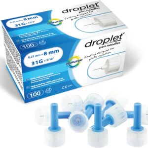 Droplet Pen Needles, 31G x 8mm, 100 Count