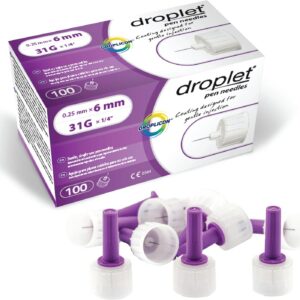 Droplet Pen Needles, 31G x 6mm, 100 Count