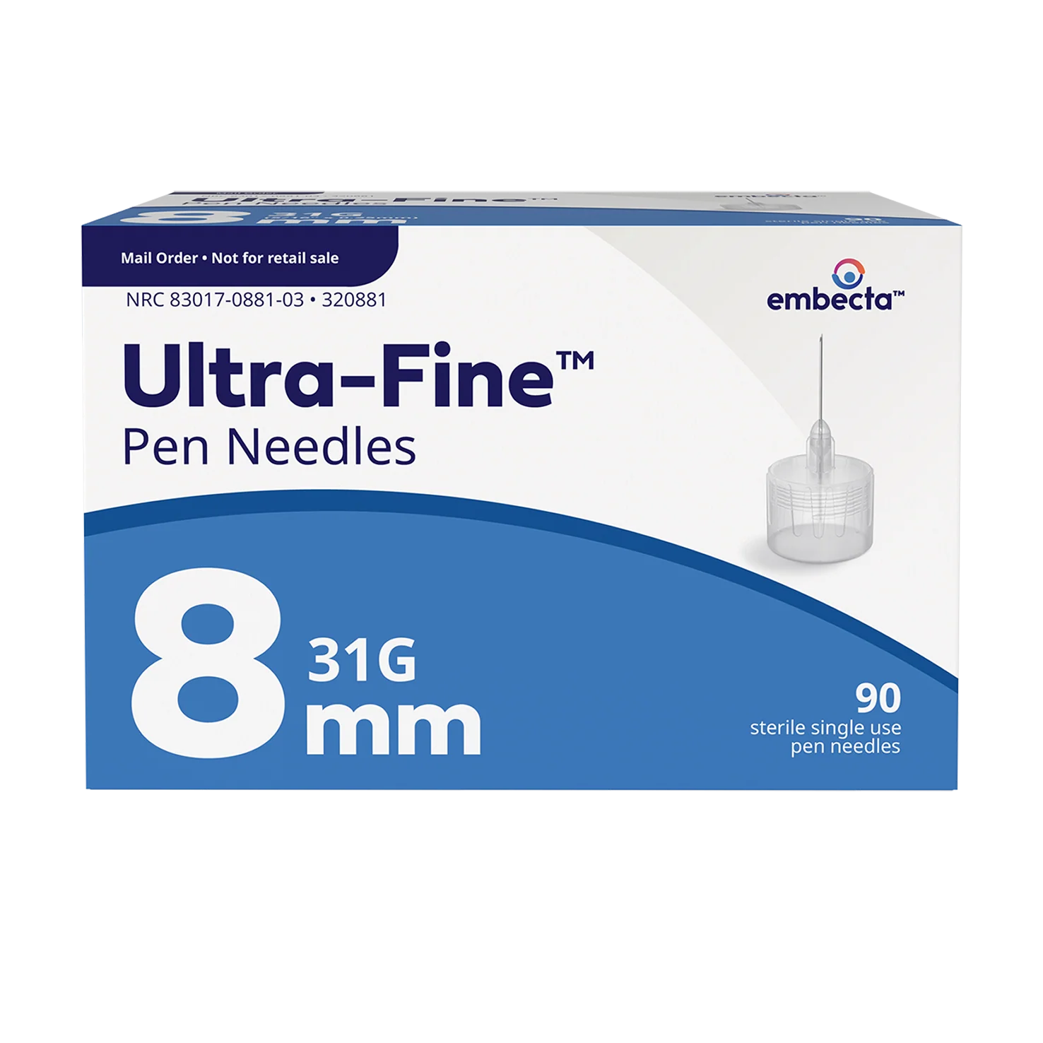 BD Embecta Ultra-Fine Short Pen Needles, 31G x 8mm, 90 Count