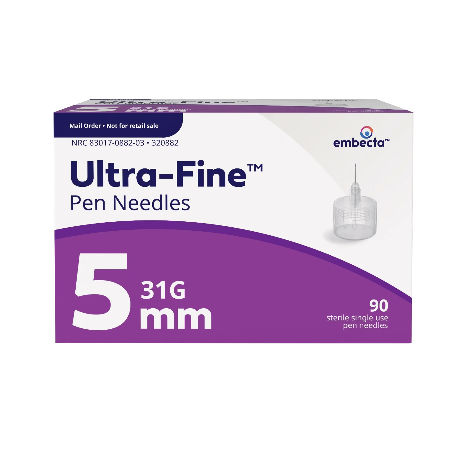 BD Embecta Ultra-Fine Mini Pen Needles, 31G x 5mm, 90 Count