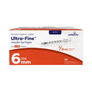 BD Embecta Ultra-Fine Insulin Syringe 31G x 6mm, 0.3cc, 90 Count