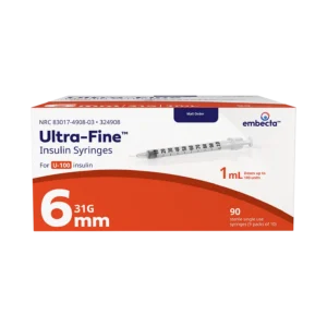 BD Embecta Ultra-Fine Insulin Syringe 31G x 6mm, 1.0cc, 90 Count