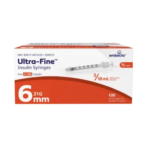 BD Embecta Ultra-Fine Insulin Syringe with Half-Unit Scale, 31G x 6mm, 0.3cc
