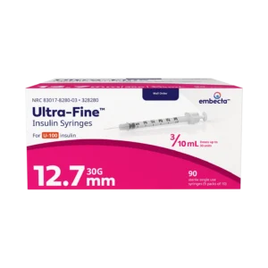 BD Embecta Ultra-Fine Insulin Syringe 30G x 1/2", 0.3cc, 90 Count