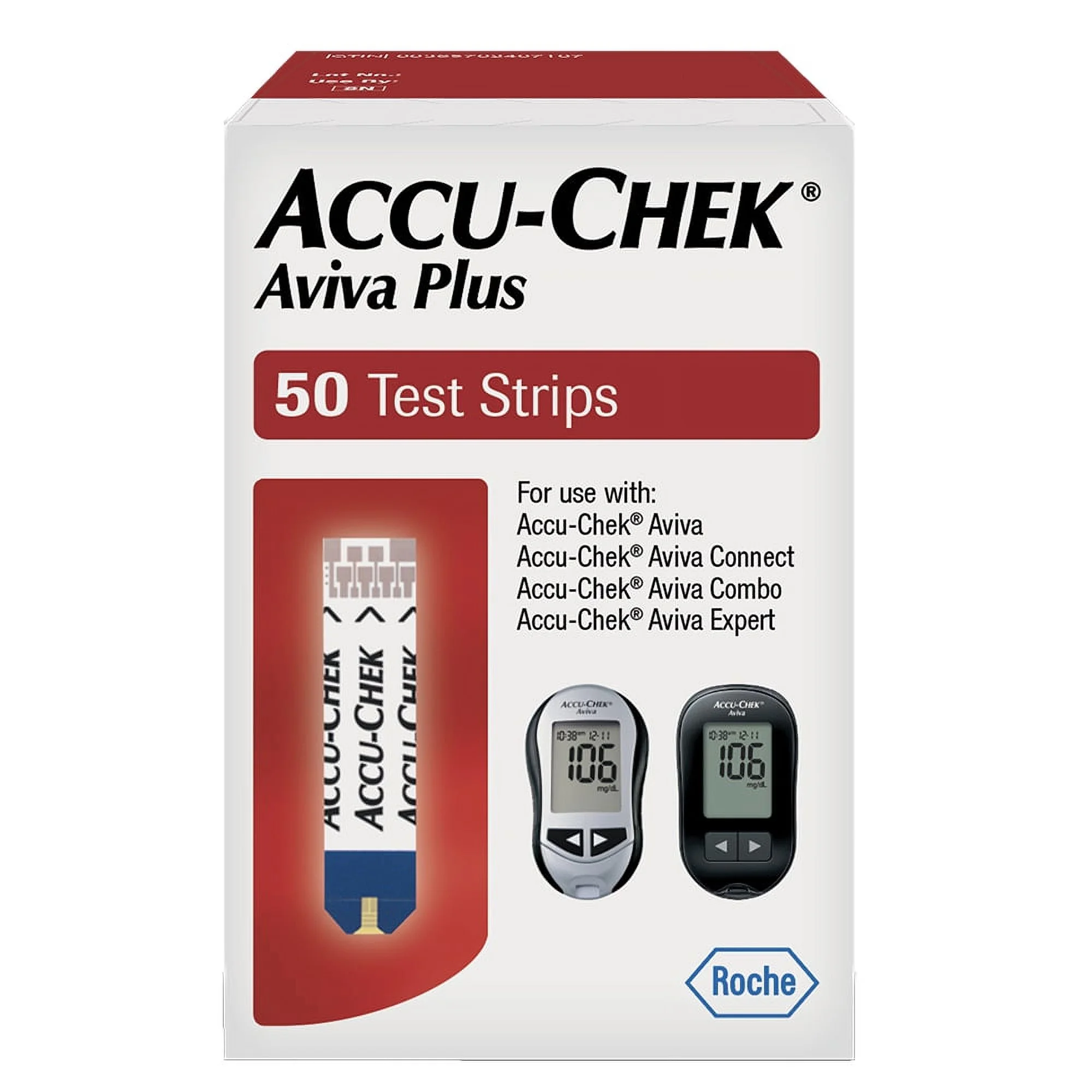 Accu-Chek Aviva Plus Blood Glucose Test Strips, 50 Count